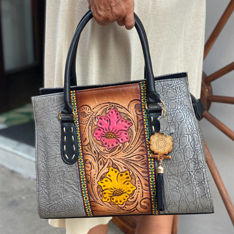 GRAY LEATHER BAG
