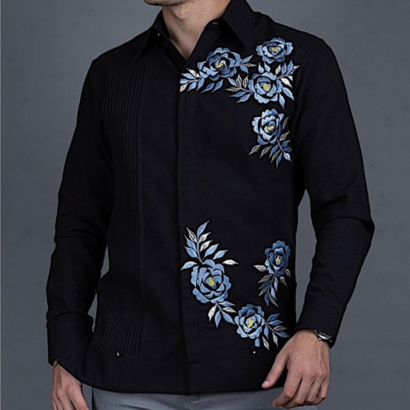 BLACK MERIDA GUAYABERA